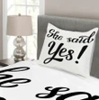 She Said Yes Words Pattern Printed Bedspread Set Home Decor