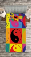 Ying Yang Hippie Printed Bedspread Set Home Decor