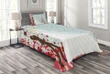 French Couple And Hearts Pattern Printed Bedspread Set Home Decor