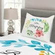 Watercolor Floral Wreath Printed Bedspread Set Home Decor