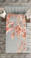 Scenery Sakura Trees Pattern Printed Bedspread Set Home Decor
