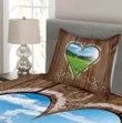 Farm House Chalk Heart Pattern Printed Bedspread Set Home Decor