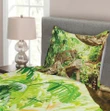 Tropic Wild Jungle Leaf Printed Bedspread Set Home Decor