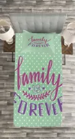 Polka Dots Family Words Pattern Printed Bedspread Set Home Decor