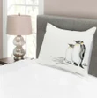 Hand Drawn Penguins Art Printed Bedspread Set Home Decor