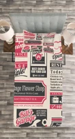 News Magazine Design Printed Bedspread Set Home Decor