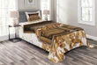 Wealth Themed Gold Coins Pattern Printed Bedspread Set Home Decor