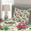 Plumeria Hibiscus Leaves Pattern Printed Bedspread Set Home Decor