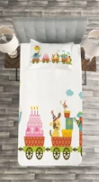 Birthday Cake Animal Pattern Printed Bedspread Set Home Decor