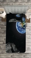 Moon Mars Planet Earth Pattern Printed Bedspread Set Home Decor