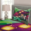 Worm Mushroom House Printed Bedspread Set Home Decor