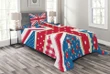 British Flag Floral Pattern Printed Bedspread Set Home Decor
