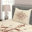 Vintage Compass Printed Bedspread Set Home Decor