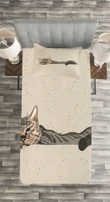 Lazt Sleepy Cat Spotted Pattern Printed Bedspread Set Home Decor