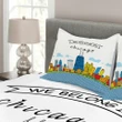 Chicago Usa Cartoon Pattern Printed Bedspread Set Home Decor