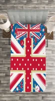 British Flag Floral Pattern Printed Bedspread Set Home Decor