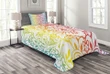 Colorful Damask Flowers Pattern Printed Bedspread Set Home Decor
