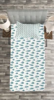 Exotic Ocean Fauna Pattern Printed Bedspread Set Home Decor