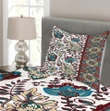 Ornate Floral Border Printed Bedspread Set Home Decor