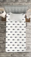 Sketchy Schoal Of Fish Pattern Printed Bedspread Set Home Decor