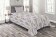 Stripes And Flowers Pattern Printed Bedspread Set Home Decor