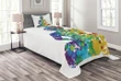 Meditating Silhouette Colorful Pattern Printed Bedspread Set Home Decor
