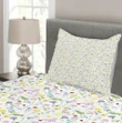 Butterfly And Flowers Printed Bedspread Set Home Decor