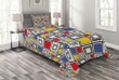 Colored Mosaic Square Pattern Printed Bedspread Set Home Decor
