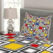 Colored Mosaic Square Pattern Printed Bedspread Set Home Decor