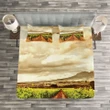 Cloudy Vineyard In Fall Printed Bedspread Set Home Decor