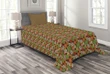 Flowers Leaves Colorful Pattern Printed Bedspread Set Home Decor