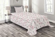 Pink Abstract Doodle Style Printed Bedspread Set Home Decor