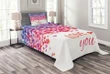 Hearts Love Springtime Pattern Printed Bedspread Set Home Decor