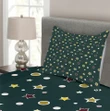 Stars Snowflakes Circle Pattern Printed Bedspread Set Home Decor