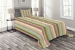 Pastel Colored Bands Pattern Printed Bedspread Set Home Decor