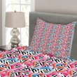 Watercolor Geometrical Colorful Pattern Printed Bedspread Set Home Decor
