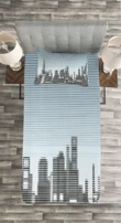City Skyline Futuristic Printed Bedspread Set Home Decor
