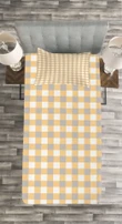 Checkered Shabby Old Pattern Printed Bedspread Set Home Decor