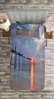 Sunset Ocean Romance Printed Bedspread Set Home Decor