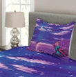 Cartoon Style Dolphins Pattern Printed Bedspread Set Home Decor