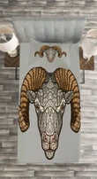Ram Horns Head Zodiac Pattern Printed Bedspread Set Home Decor
