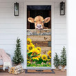 Cow Sunflower Design Printed Door Sticker Home Decor