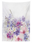 Pink Purple Flowers White Printed Tablecloth Home Decor
