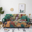 Cute Tropical Animals In Forest Pattern And Yellow Background Home Decoration For Living Room Sofa Cover