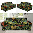 Dino Dinosaur Palm Leaf Pattern Background Sofa Cover