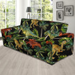 Dino Dinosaur Palm Leaf Pattern Background Sofa Cover