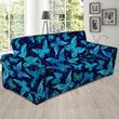 Blue Leather And Butterfly Print Sofa Cover