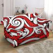 Mori Polynesian White And Red Pattern Sofa Cover