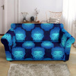 Blue Buddha Head Mandala Print Sofa Cover