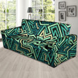 Green Geometric Abstract Pattern Print Sofa Cover